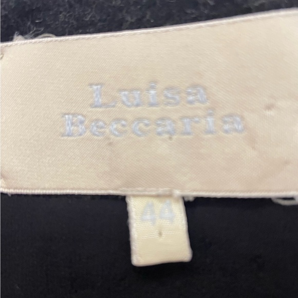 Luisa Beccaria grey wool flannel fluted skirt, black patent stripe,hidden zip 10 - Picture 4 of 4